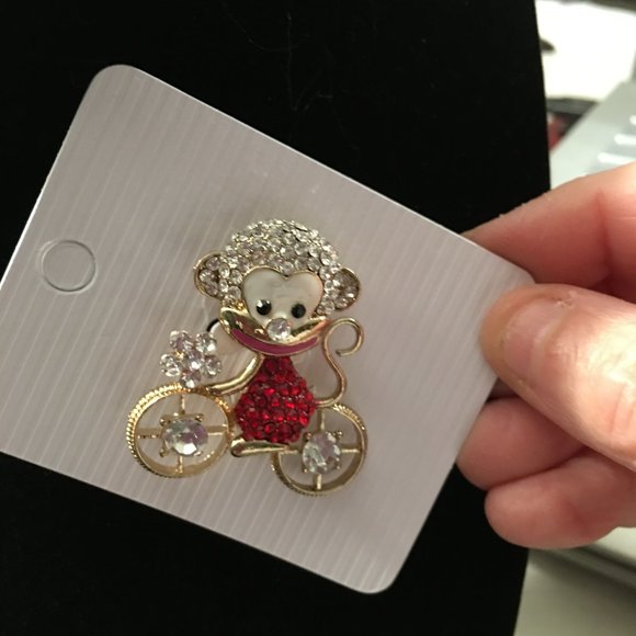 Monkey Riding A Bicycle Pin Brooch So Cute NEW Drawer 2 - Picture 3 of 8